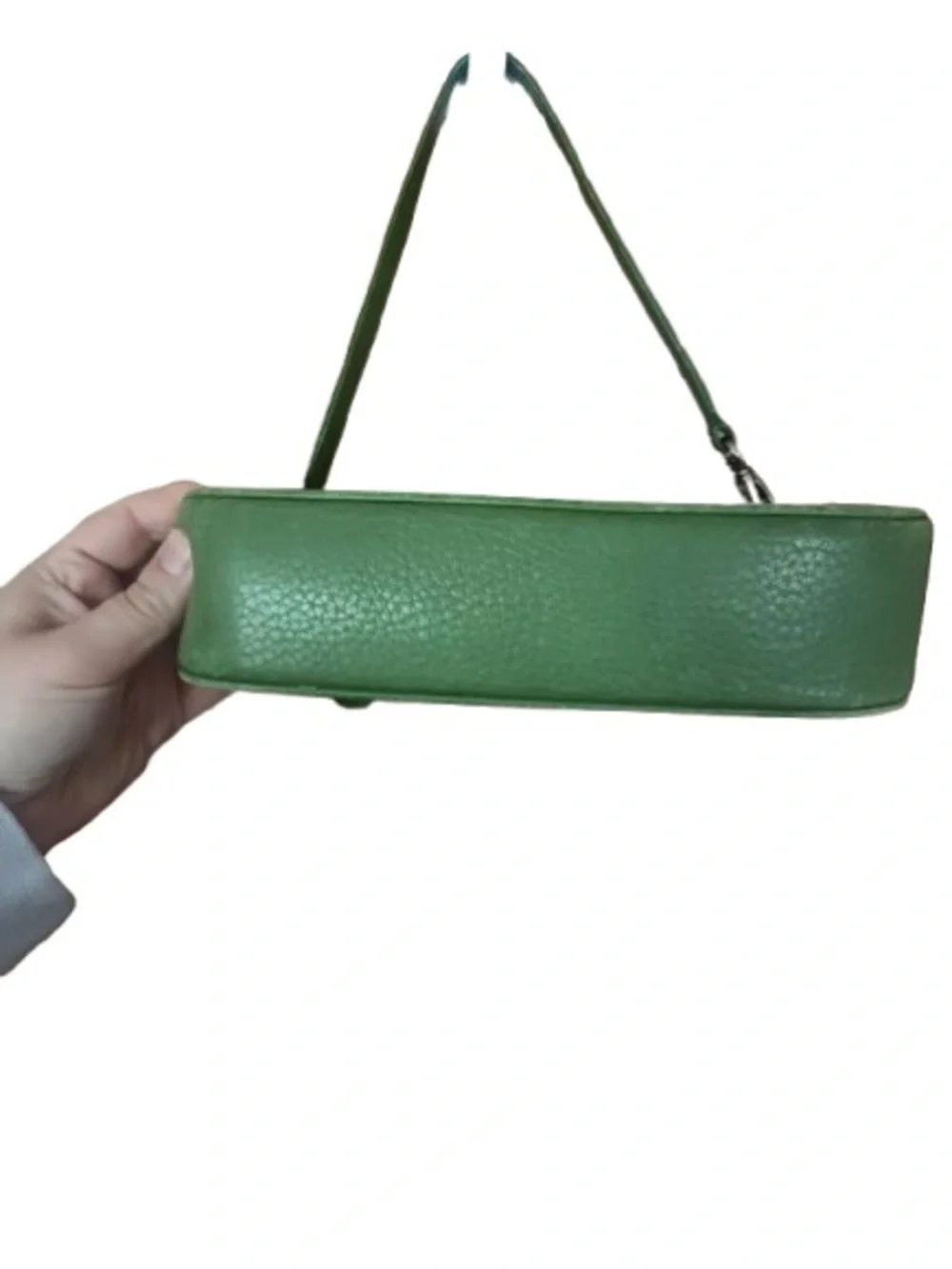 Coach Hamptons Small Perforated Pebbled Green Leather Demi Handbag
